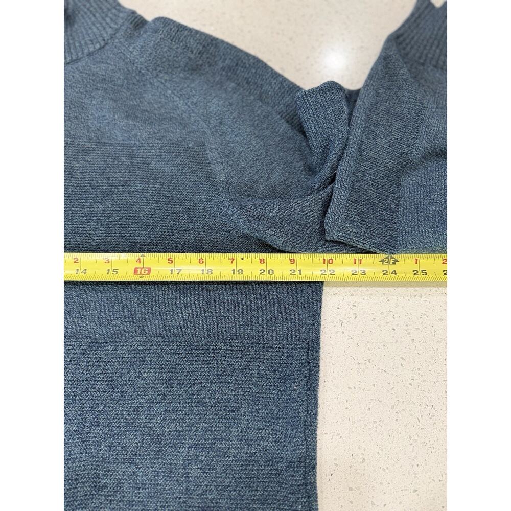 Smartwool Mens Large Ripple Ridge 1/4 Zip Sweater Blue Wool Blend Pullover - Picture 3 of 8